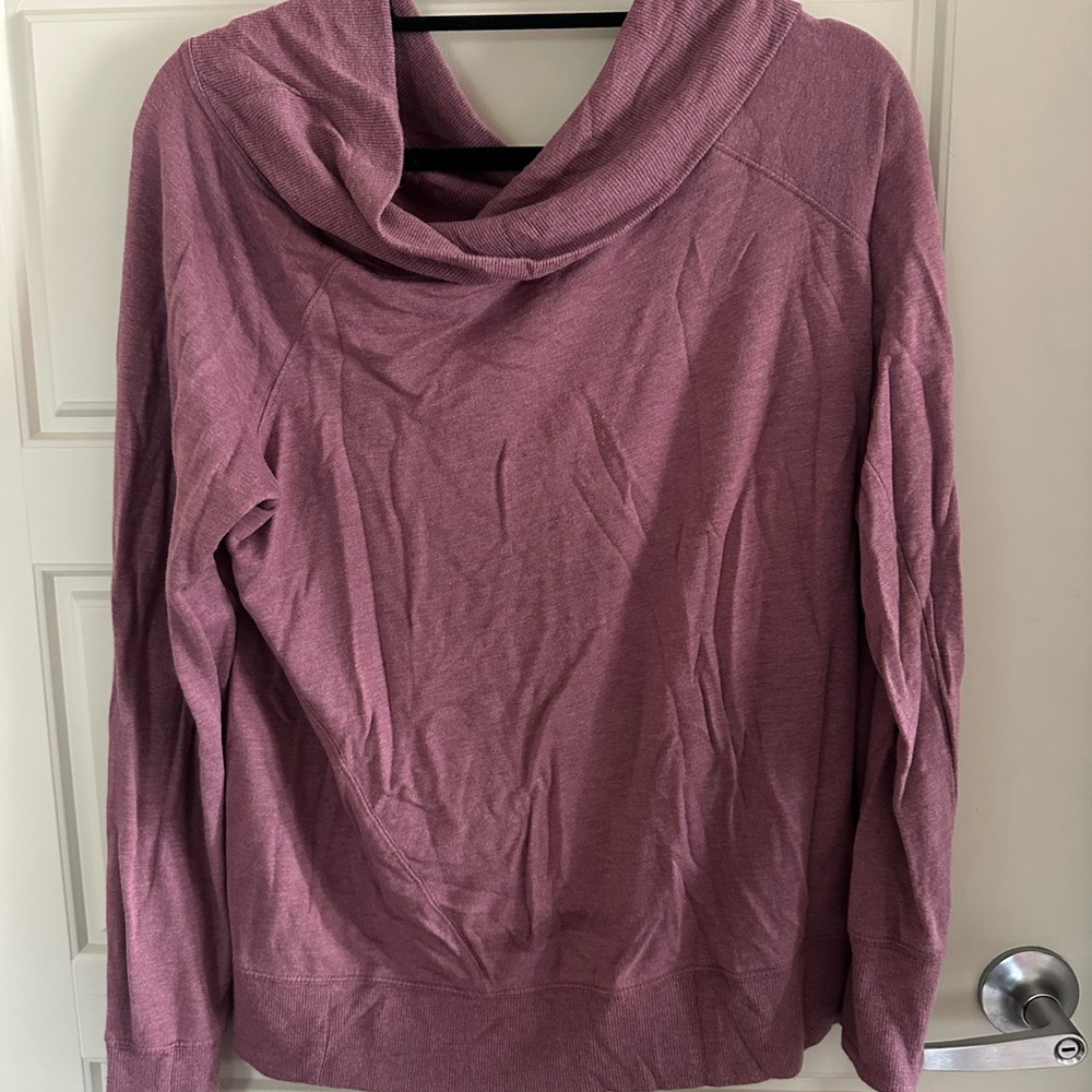 Athleta Studio Barre II Cowl Neck Sweatshirt Modal Blend Mauve Medium